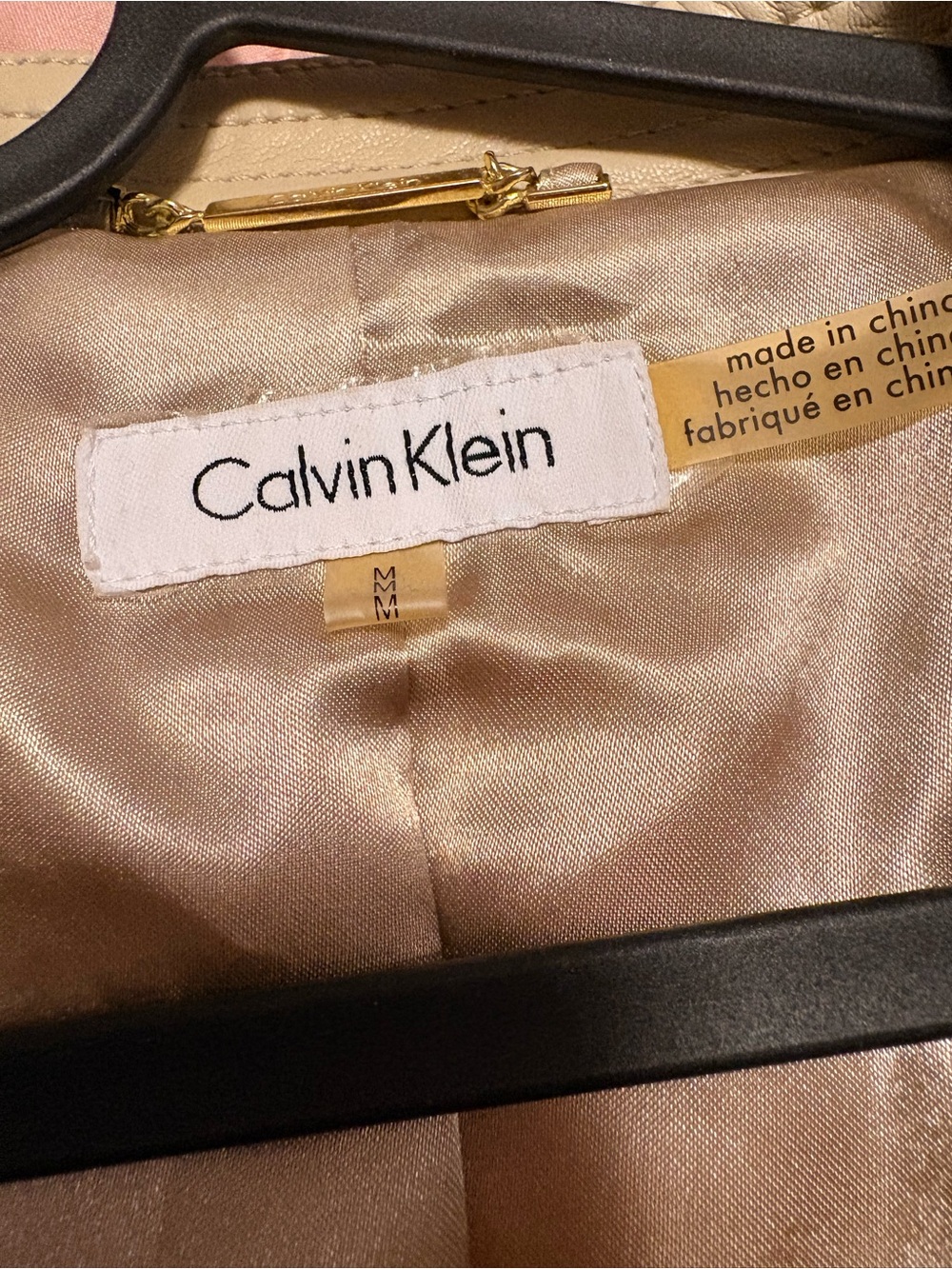 Calvin Klein Satin Jacket in Champagne Beige